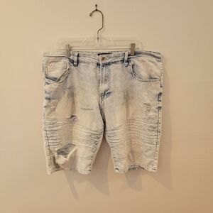 Southpole Jean Shorts Jorts Mens Size 38 Slim Acid Wash Distressed Denim‎ Y2K
